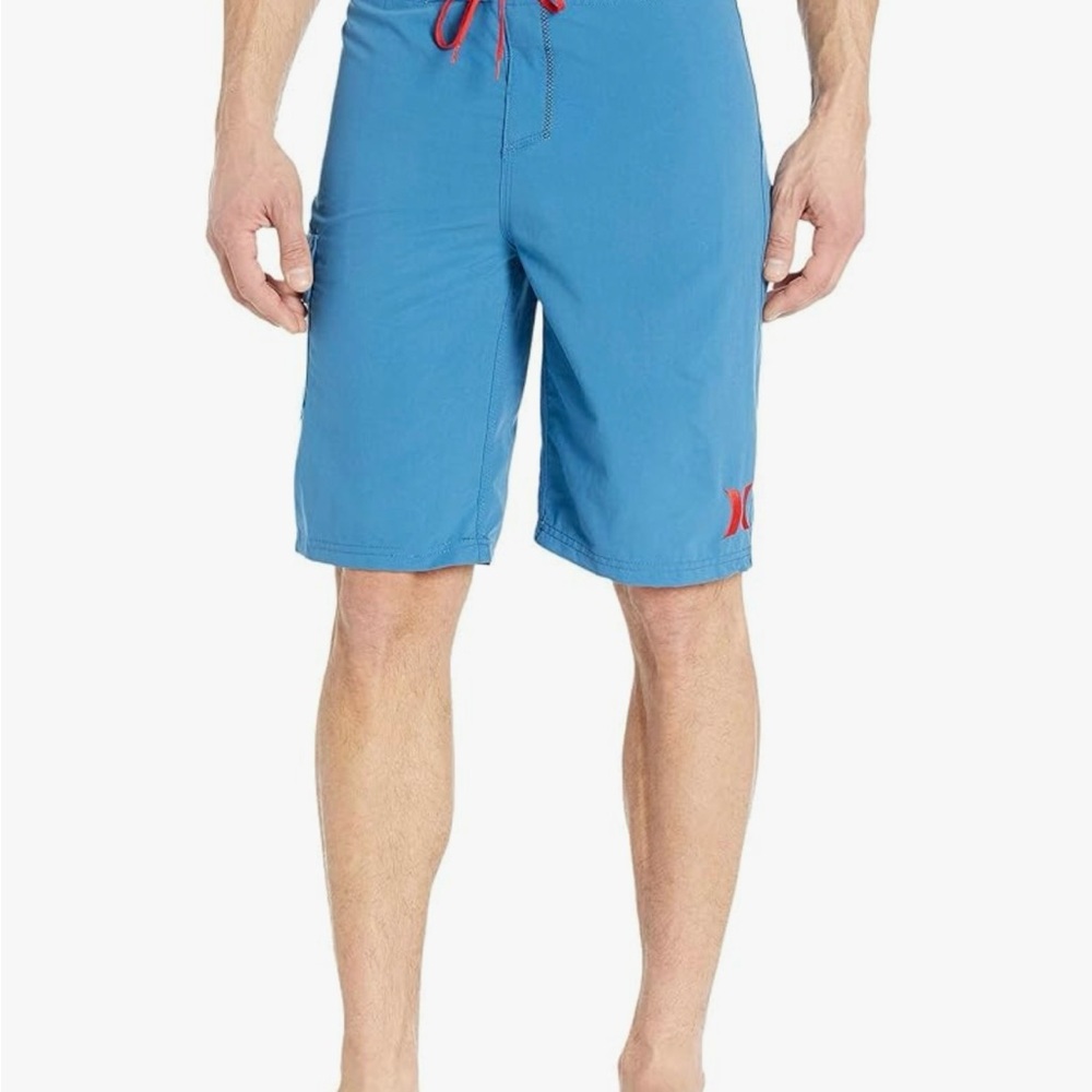 Hurley Men's Aqua Board Shorts with Red Accents